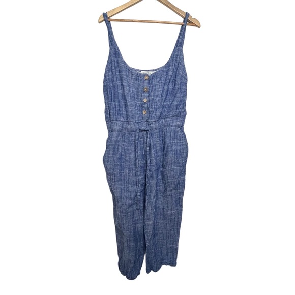 Willow Ashley Tie Waist Crop Linen Blend Jumpsuit - Picture 2 of 11